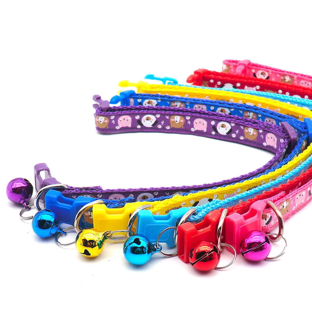 Venta al por mayor, 24 Uds., bonito Collar ajustable para perro, Collar para gatos, gatitos, perro, gato, cachorro, hebilla de cuello con campana, accesorios para Gato - imagen 5