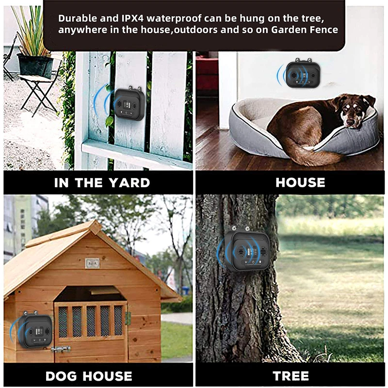 Benepaw-dispositivo antiladridos con pantalla LCD ajustable, disuasorio ultrasónico para ladridos de perros, resistente al agua, entrenamiento de mascotas hasta 15m - imagen 5
