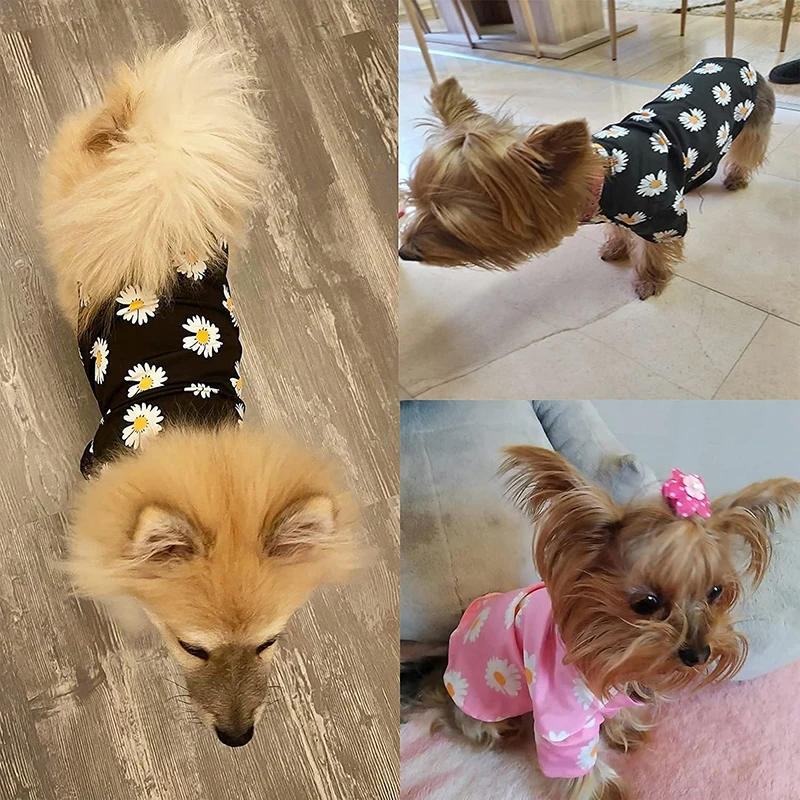 Benepaw-camisa con estampado de flores para perro pequeño, ropa cómoda, transpirable, elástica, ligera, elástica, lavable a máquina para mascotas - imagen 5