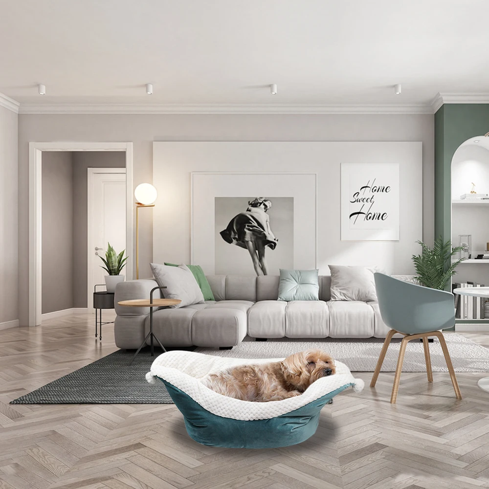 Cama de perro de sueño profundo para perros pequeños, forma de barco, cama de gato gruesa, Polar cálido, casa, Linda, lavable, Invierno - imagen 5
