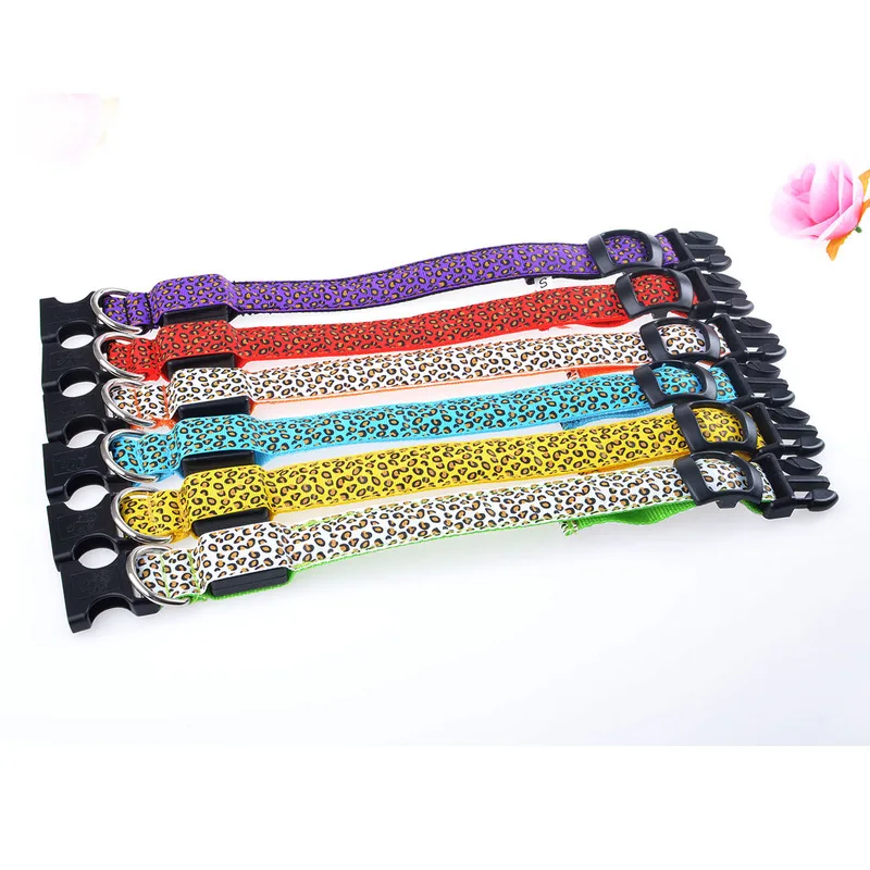 Collar LED de leopardo para perro, luminoso, ajustable, brillante, de nailon, de seguridad nocturna - imagen 5