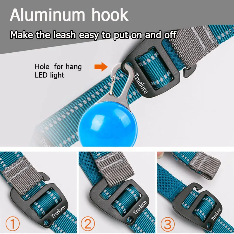 Truelove-correa reflectante de nailon para perro, correa de entrenamiento ajustable 5 en 1 con manos libres para correr, duradera, para perros grandes - imagen 4