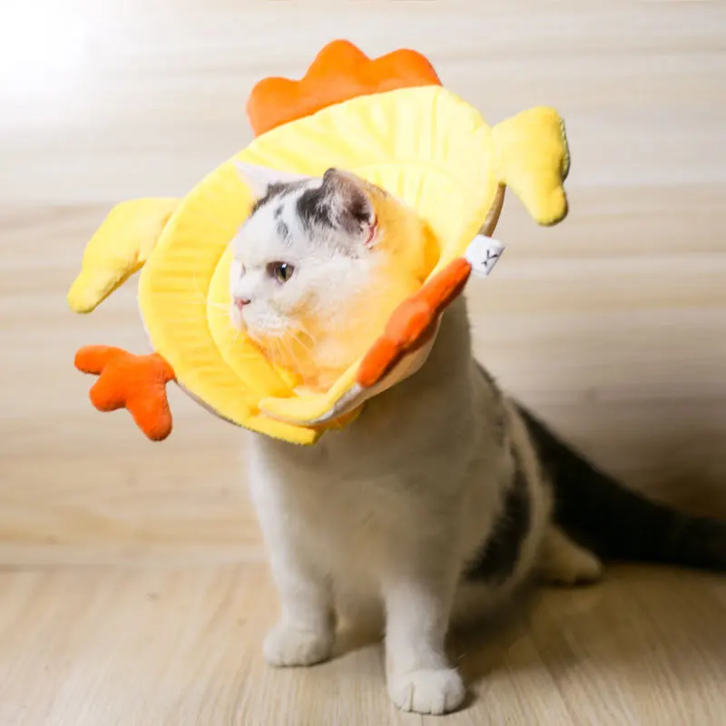 Collar eléctrico con forma de pollo para mascotas, cono suave y ajustable para la recuperación de heridas, cono inteligente para prevenir mordeduras, lindo, gato y perro - imagen 3