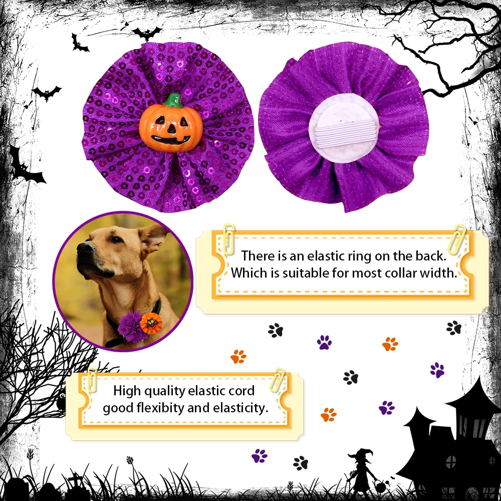 Pajaritas para collar de mascota - detalle de estampados de Halloween