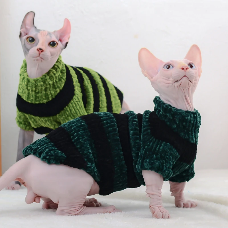 Ropa de gato invierno cálido suave hecho a mano gatos suéter tejido Sphynx gato sudaderas con capucha jersey Sphinx gatito Chihuahua York disfraces - imagen 2