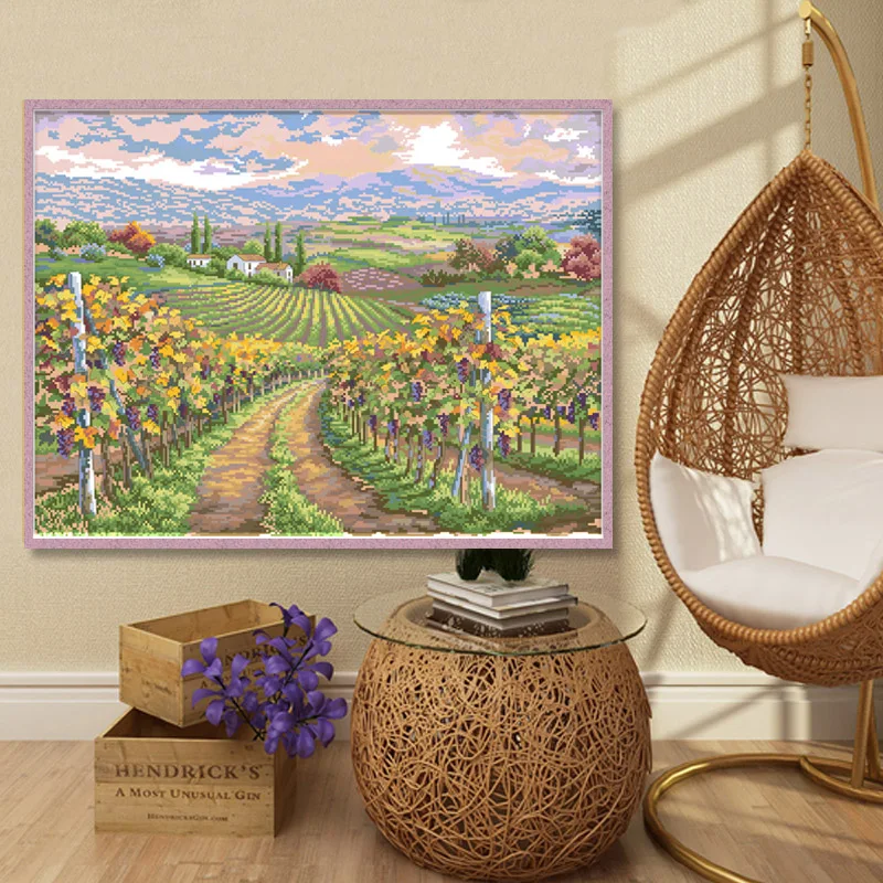 Kit de punto de cruz para decoración del hogar, bordado de paisaje de tela impresa, 11CT, 14CT - imagen 3