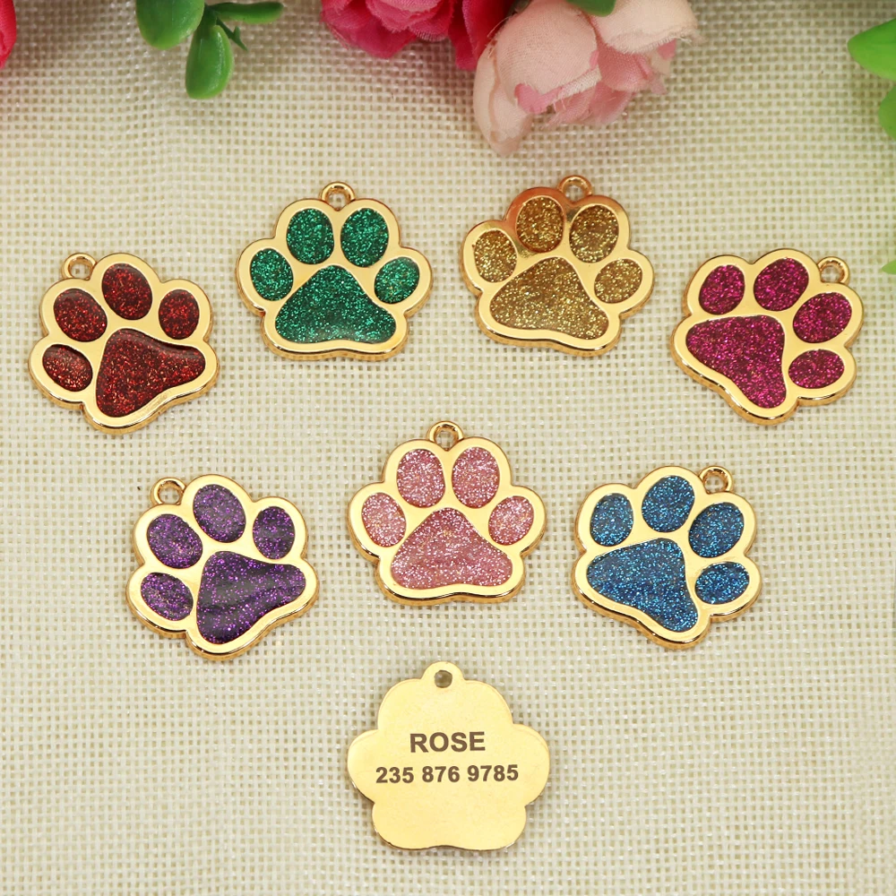 สุนัขCat ID Tag Anti-Lostสัตว์เลี้ยงแท็กชื่อแผ่นFreenแกะสลักสุนัขแมวป้ายจี้PAWรอบรูปร่าง - imagen 2