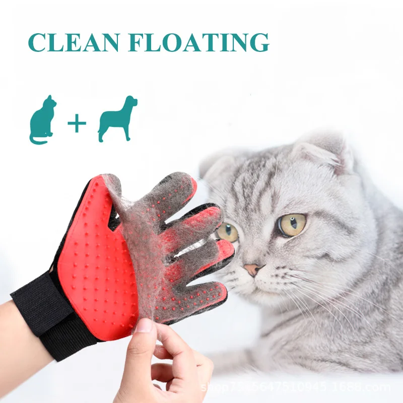 Guantes flotantes limpios para el cuidado y el cuidado de mascotas, peine de baño para masaje de mano izquierda/derecha para perros, cepillo para quitar el pelo, suministros para mascotas