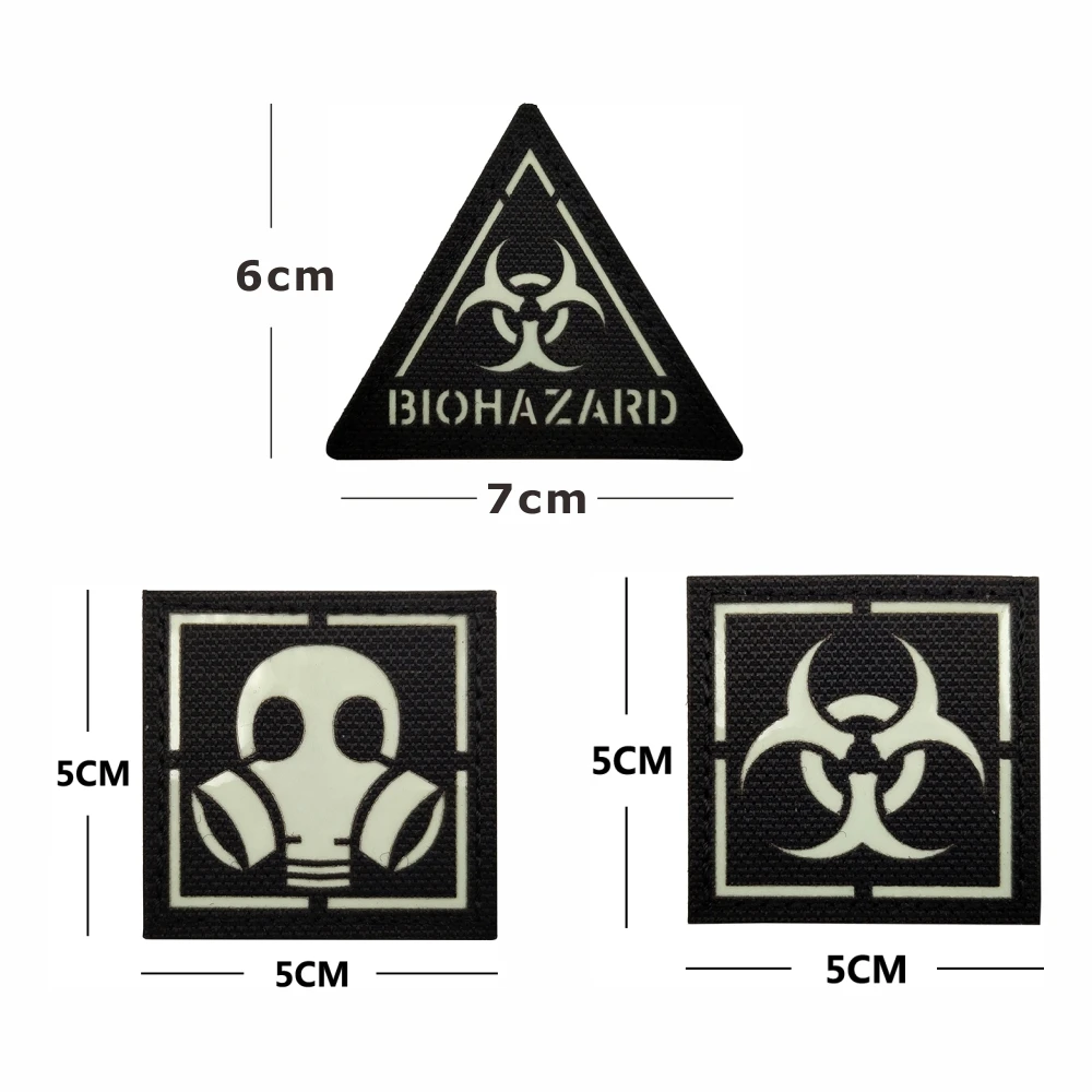 Parche de BIOHAZARD, brazalete militar, insignia, pegatina, aplique, adorno, máscara de Gas, parches tácticos que brillan en la oscuridad - imagen 4