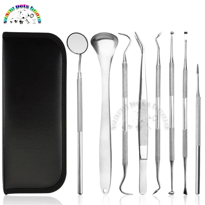 Juego de herramientas dentales, herramienta Dental para mascotas, herramienta de eliminación de cálculo Dental para perros, raspador de lengua de acero inoxidable, juego de cuidado bucal - imagen 3