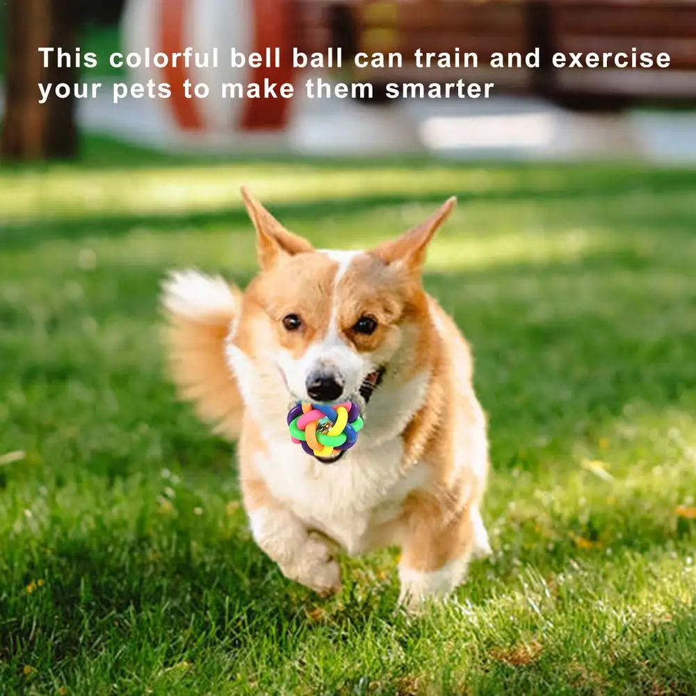 Bolas de goma con sonido de campana para perro, juguetes interactivos coloridos para masticar, pelota para entrenamiento de mascotas, ejercicio, juguetes para masticar - imagen 3