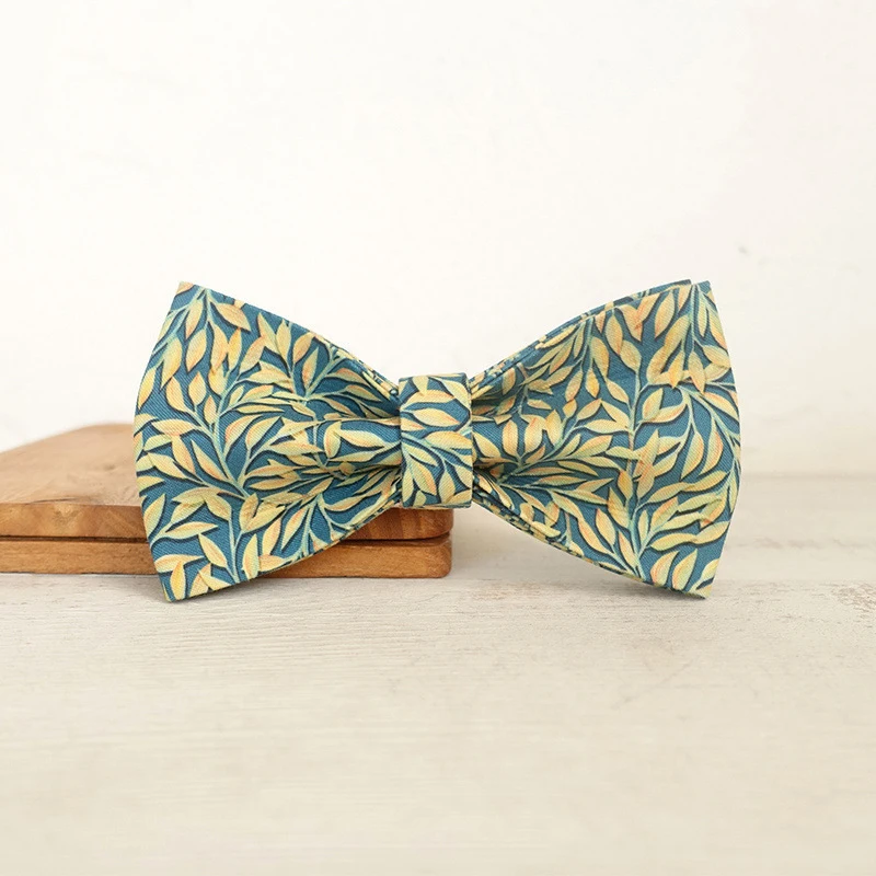 Collar de pajarita de hojas doradas para perro, accesorio para cachorro, gato, suministros para mascotas, herramientas de aseo para perros, pajarita Ornamental desmontable - imagen 4