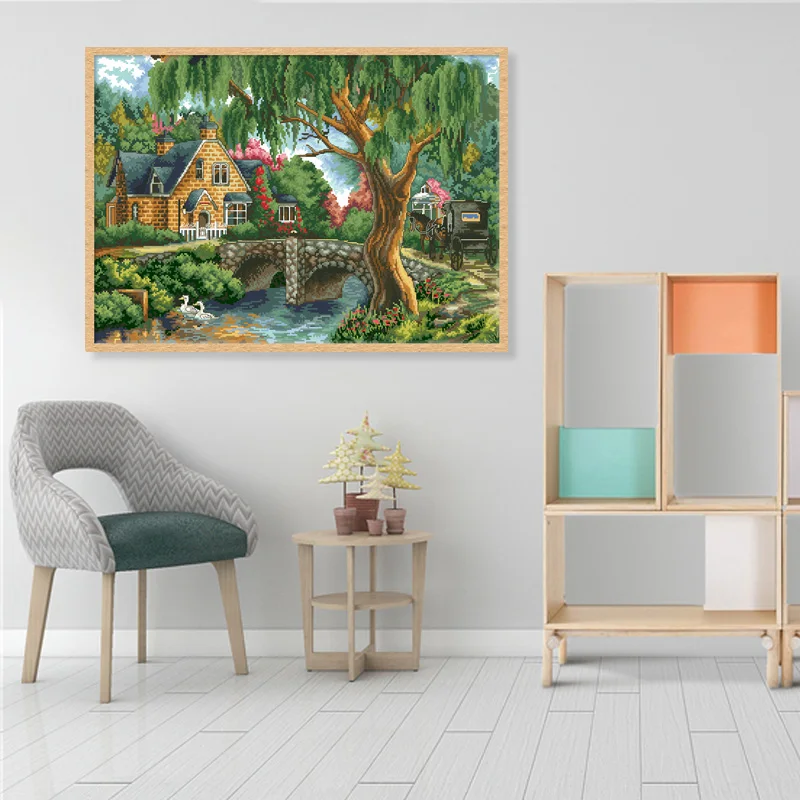 In The wood-Kits de patrones de punto de cruz estampados, conjuntos de bordado de tela impresa 11CT 14CT, costura artesanal, pintura para decoración del hogar - imagen 2