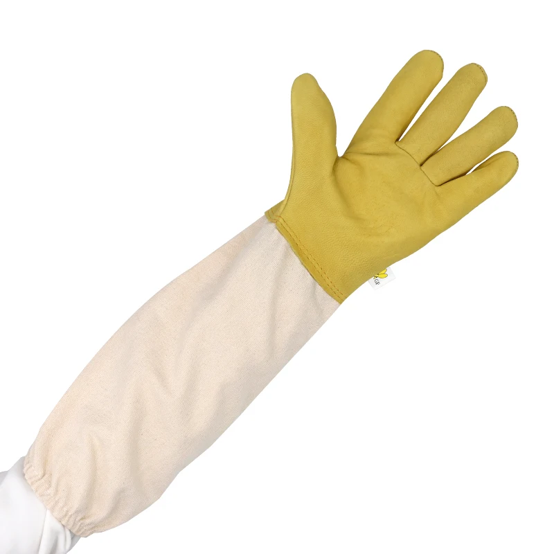 Guantes de apicultura antipicaduras, mangas protectoras transpirables, malla larga, piel de oveja, herramientas de apicultura, 1 par - imagen 4
