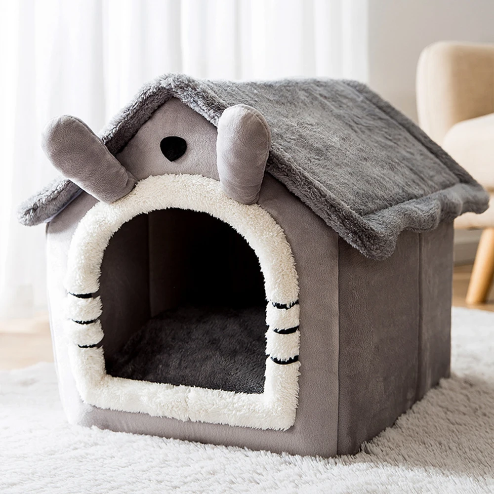 Casa plegable para perro, caseta cálida para interior, cueva para gato, cama para dormir profunda, lavable, perros y gatos pequeños extraíble - imagen 2