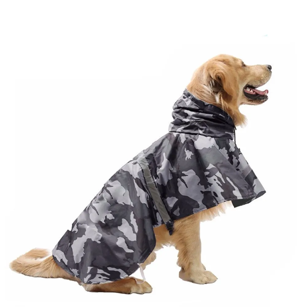 Chubasquero para perros, chaqueta de lluvia para mascotas, Poncho de lluvia reflectante ajustable para perros, rebanador con agujero para correa, ropa para perros medianos y grandes - imagen 2
