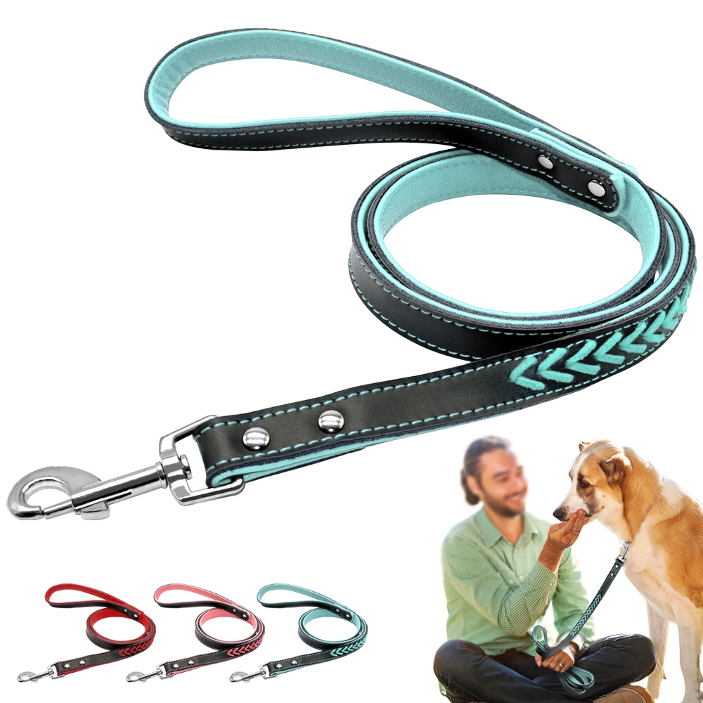 Collar de cuero grabado para perro, collares trenzados con etiqueta de identificación, placa con nombre, Collar personalizado para mascotas, correa para caminar de cuero para mascotas - imagen 4