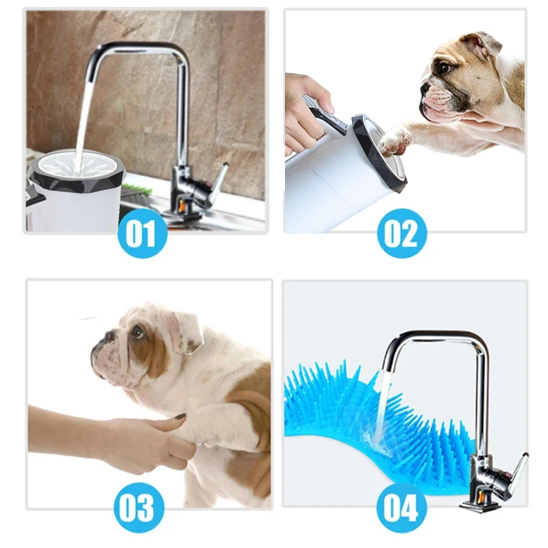 Lavadora de pies eléctrica automática para mascotas, taza de limpieza de pies con enchufe europeo y estadounidense, herramienta de limpieza, cepillo de silicona recargable, lavadora de patas para perros grandes - imagen 3