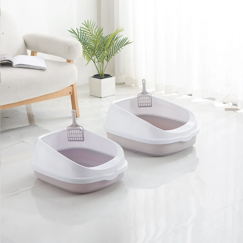 Caja de arena para gatos desmontable semicerrada con valla alta, inodoro para gatos, bandeja para perros, pala limpia, suministros para cajas de arena de plástico para el hogar - imagen 3