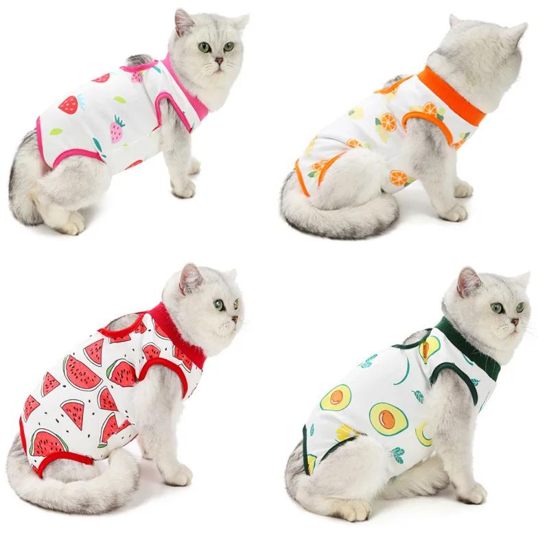 Ropa de algodón para gatos, traje de recuperación, traje de desmame para gatos, ropa para después de la cirugía, antilamer heridas para perros pequeños, 5 uds. - imagen 4