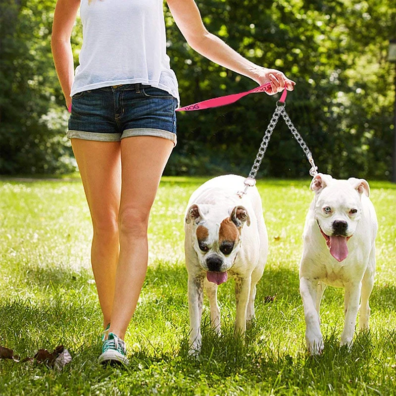 Benepaw-correa doble para perro de alta resistencia, duradera, ecológica, divisor de 2 vías, cadena de Metal de plomo, acoplador de Clip para mascotas para caminar y entrenar - imagen 2