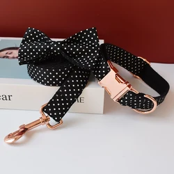 Set collar y correa metal oro rosa para perros - Varios tamaños