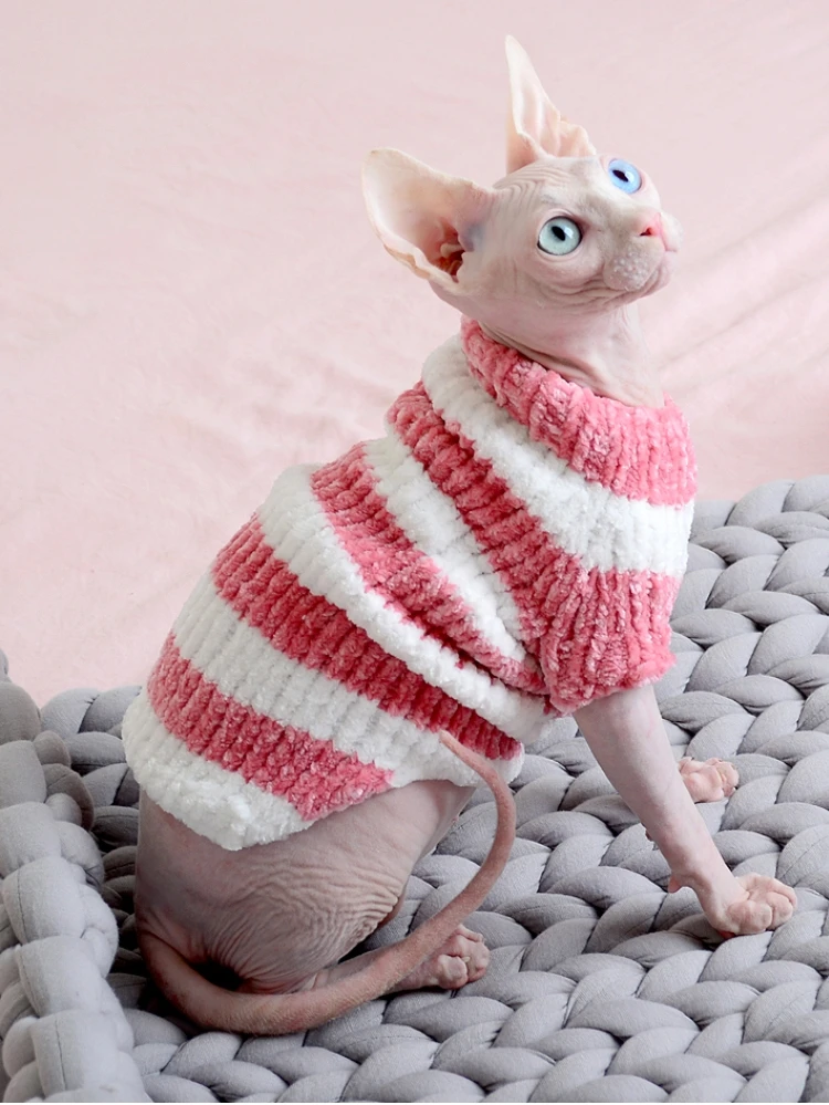 Suéter de punto hecho a mano para gatos, ropa cálida para gatos, sudaderas con capucha para gatos Sphynx, ropa para gatitos, suministros para gatos - imagen 3