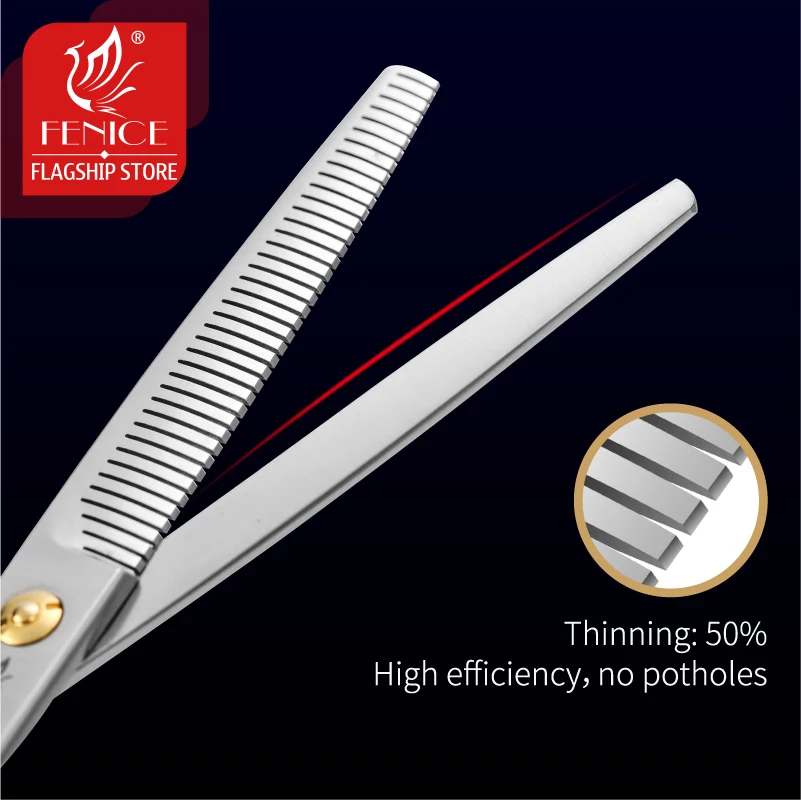 Fenice-Juego de tijeras profesionales JP 440C para mascotas, kit de tijeras rectas, curvadas y más delgadas, 7/7 pulgadas - imagen 3