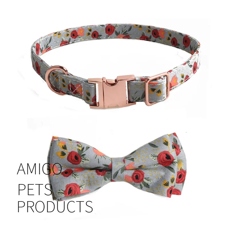 Collar con lazo personalizado para perro, con flores personalizadas, placa de identificación grabada, correa de plomo para perros pequeños, medianos y grandes, Pitbull - imagen 5