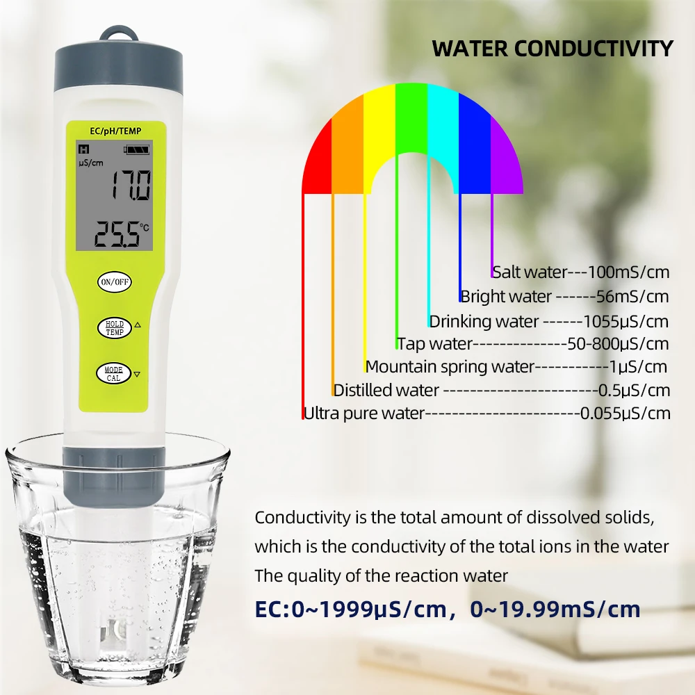 Medidor de pluma de PH a prueba de agua, probador de PH Digital portátil para acuario, piscina, agua, vino, orina, laboratorio, calibración automática, 30% de descuento - imagen 4