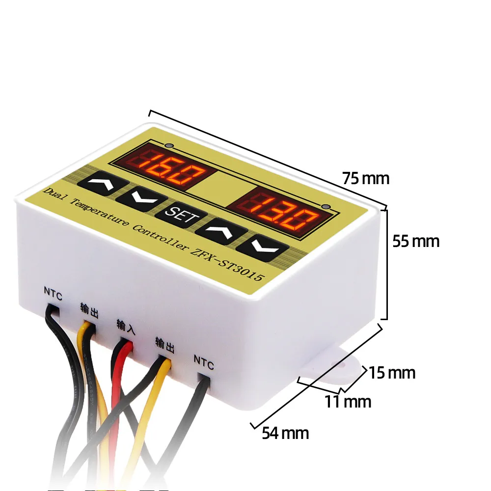 Controlador de temperatura Dual ZFX-ST3015, controlador de incubadora de 12V, 24V y 220V, regulador de temperatura del termostato Digital - imagen 5