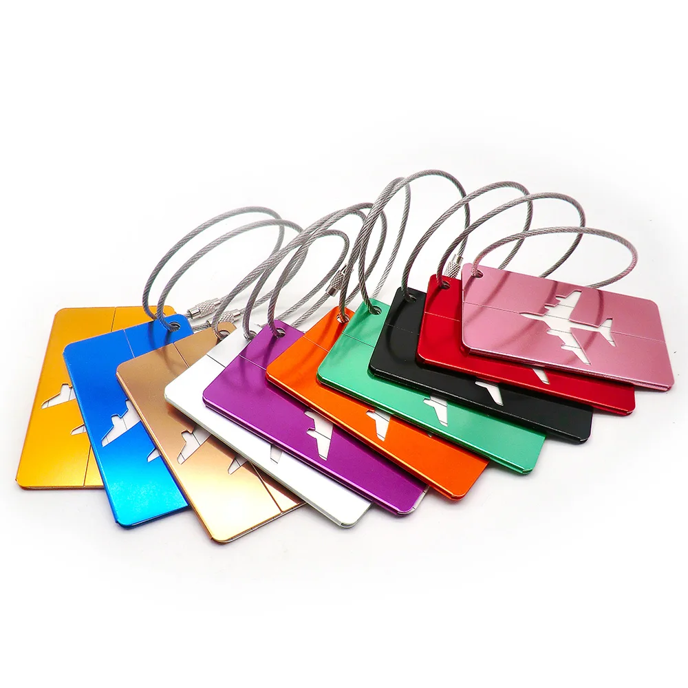 Venta al por mayor, 100 50 Uds., cubierta de negocios, placa de equipaje, nombre personalizado, número, tarjeta multifunción, etiqueta de identificación de perro de viaje de aluminio - imagen 2