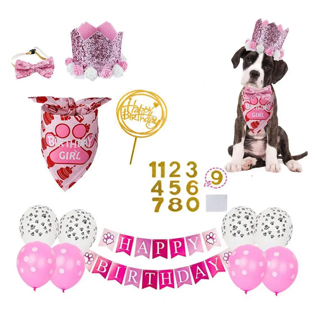 Babero lavable para mascotas, bufanda triangular para cachorros, lindo sombrero de fiesta de cumpleaños para perros, cuello de pajarita - imagen 3
