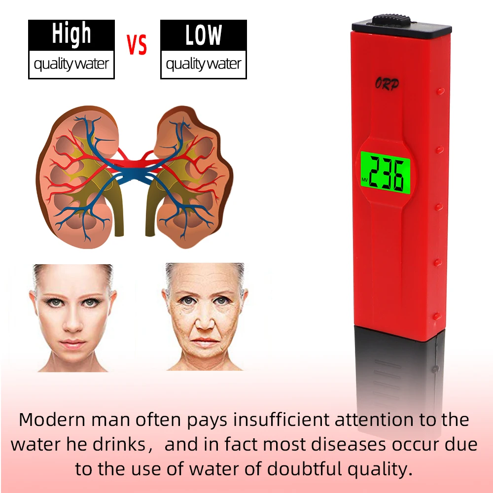 Probador de cantidad de agua de ORP-2069, medidor ORP LCD, pluma de retroiluminación Tipo 0 ~ ± 1999mV, Detector ORP Redox para acuicultura de piscinas - imagen 5