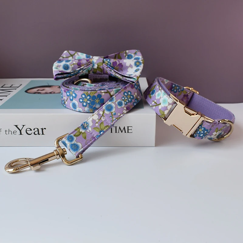 Collares personalizados para perro, collar duradero y correa para perro, collar led para mascota, arnés shopfrench bulldog, etiqueta para perro con grabado de flores 03