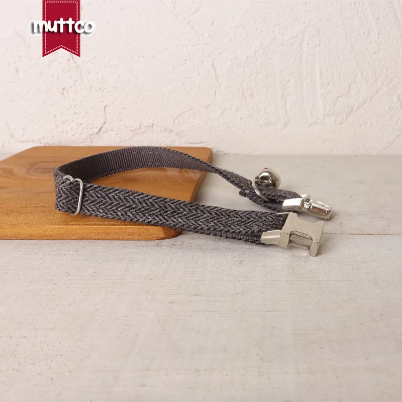 MUTTCO venta al por menor grabado adorable-Diseño personalizado collares de gato traje gris collar hecho a mano 2 tamaños UCC120 - imagen 4
