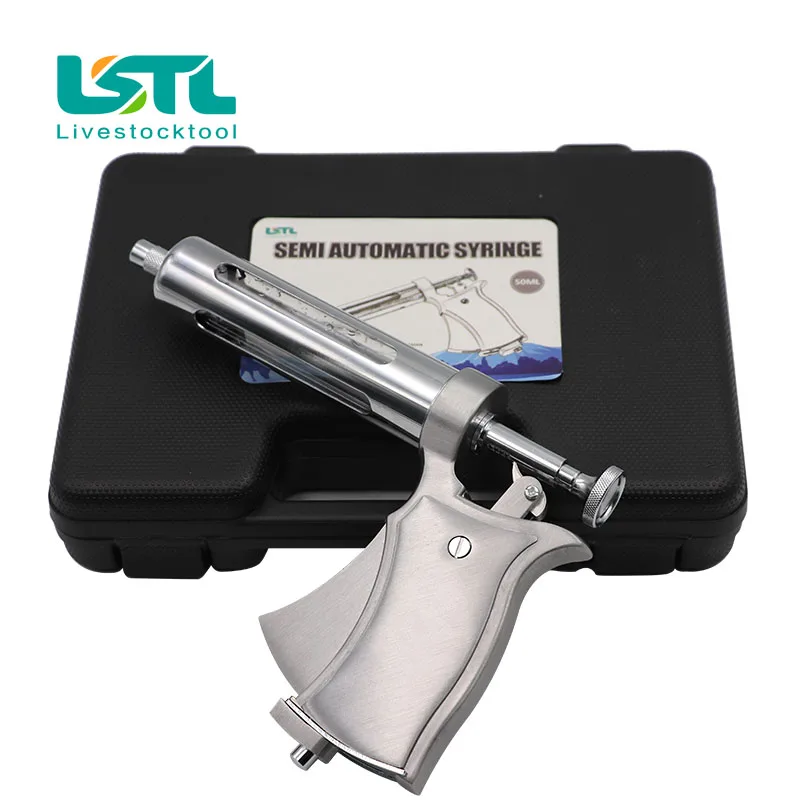 Inyector de inyección de Metal automático, jeringa veterinaria para ganado, animales, caballos, ovejas, ganado, granja de cerdos, 50ML
