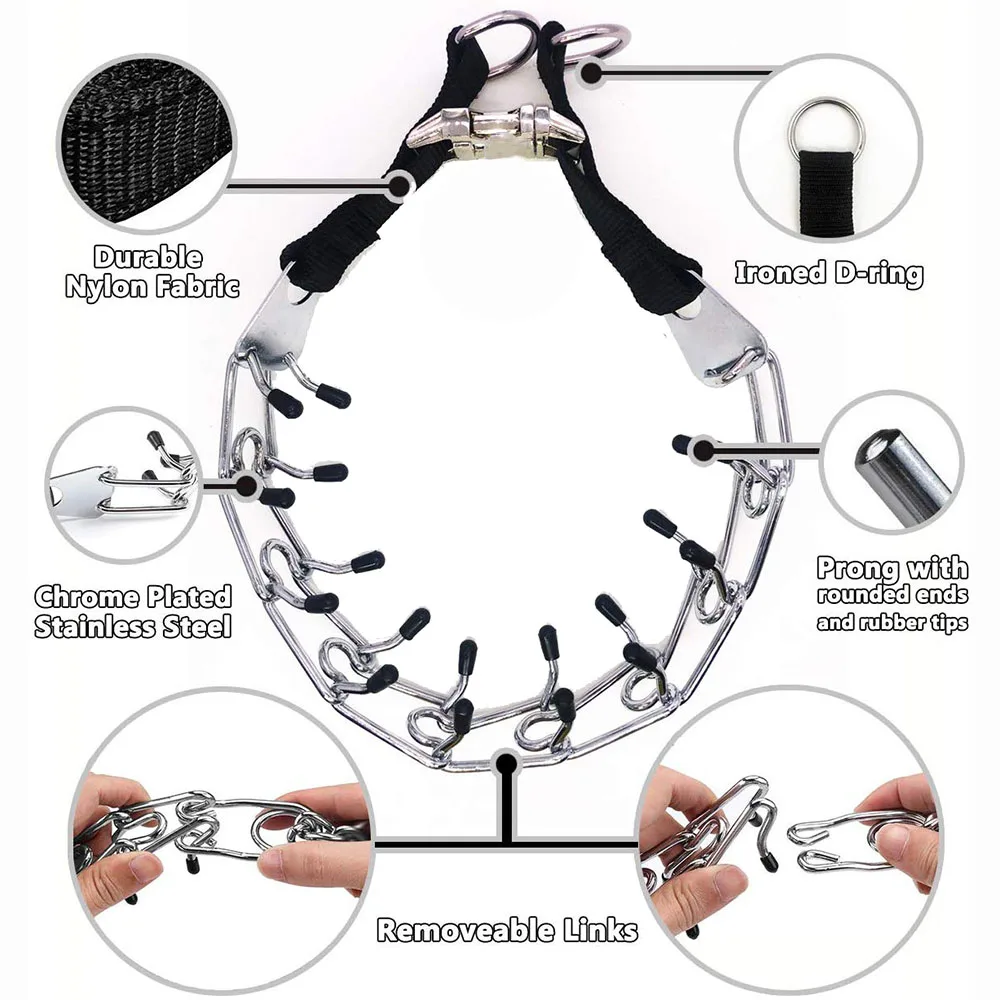 Pit Bull-Collar de perro con broche de liberación rápida y tapas de goma chapadas, accesorio de entrenamiento de pastor alemán, con engranaje de Metal - imagen 3