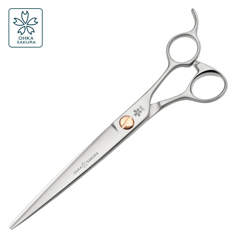 Tijeras profesionales de belleza para mascotas, tornillo grande ranurado VG10, Material importado 7,0 7,5 8,0, cizalla directa integral para el cuidado - imagen 2