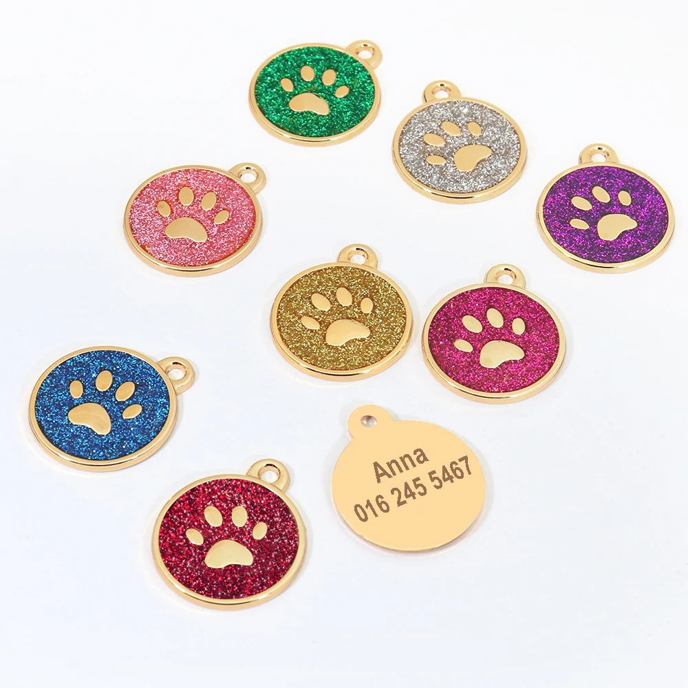สุนัขCat ID Tag Anti-Lostสัตว์เลี้ยงแท็กชื่อแผ่นFreenแกะสลักสุนัขแมวป้ายจี้PAWรอบรูปร่าง - imagen 4