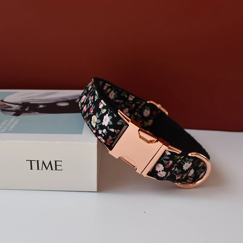 Collar de nailon personalizado para perro, Correa suave con lazo, cuerda de tracción, identificación grabada, bulldog Francés, flores 05 - imagen 3