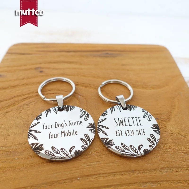 Etiqueta redonda de acero inoxidable con diseño personalizado para perro, etiqueta de nombre para mascota, 3 estilos - imagen 4