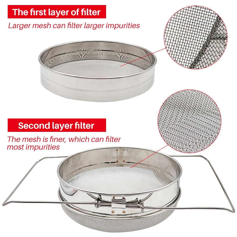 Filtro de impurezas de red de tamiz doble para apicultura, herramientas especiales, suministros de jardín, filtro de miel, herramientas de Apicultura - imagen 3