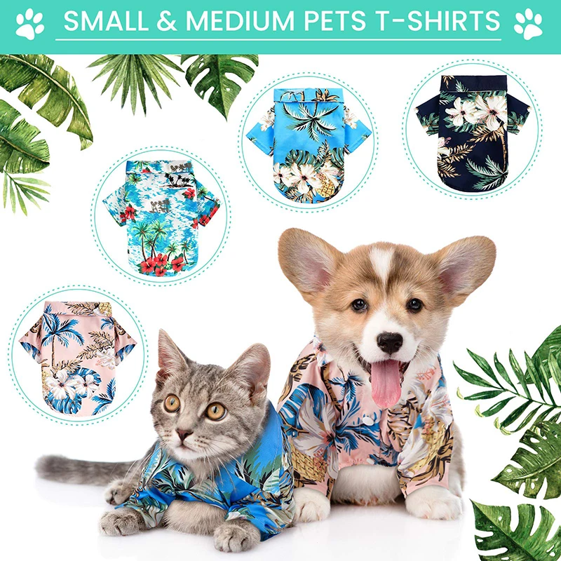 Benepaw-camisa hawaiana para perro, ropa cómoda con estampado de árbol de coco para primavera y verano, para cachorros y mascotas pequeñas y medianas - imagen 2
