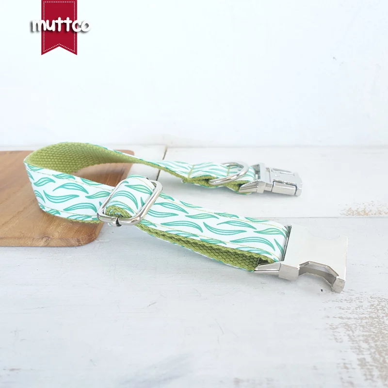MUTTCO vende al por menor collar de perro de diseño propio THE FLUATING LEAVES hecho a mano poliéster satinado y nylon 5 tamaños collar de perro UDC092 - imagen 3