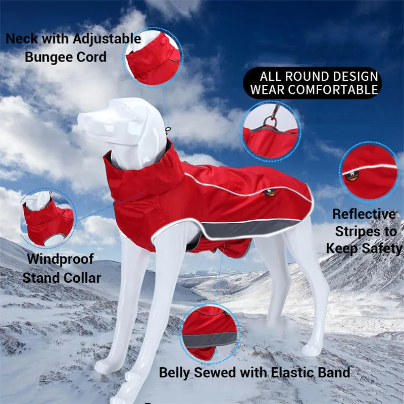 Chaqueta para perros, traje de esquí impermeable reflectante para perros, ropa de invierno con forro polar para perros medianos y grandes, senderismo al aire libre a prueba de viento - imagen 3