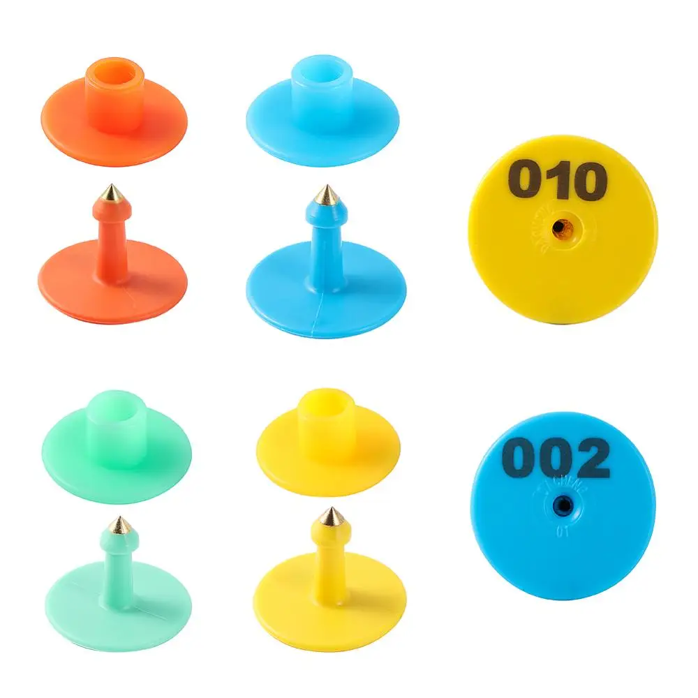 100 Uds cerdo oveja conejo ganado oreja etiqueta signos escritura láser cabeza de cobre pendientes ganado etiqueta tarjeta de identificación de animales de granja - imagen 2