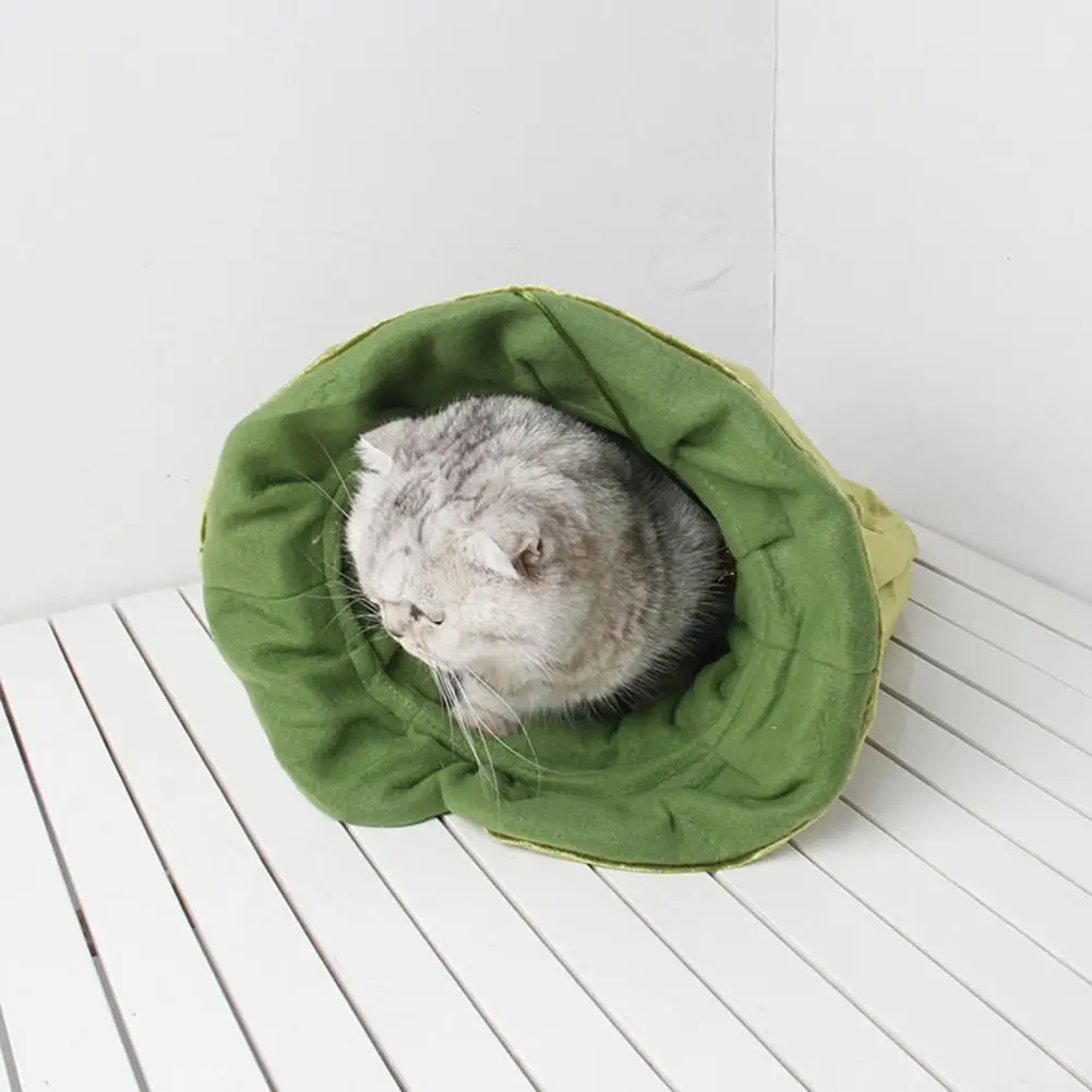 Bolsa cálida y transpirable con apertura redonda para mascotas, exquisito Kit térmico de diseño para gato, saco de dormir de tela verde para el hogar, gran capacidad - imagen 4