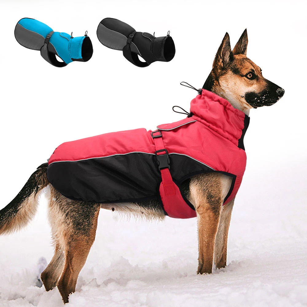 Chaleco impermeable para perros, ropa cálida acolchada para mascotas, chaqueta de invierno, abrigo, traje de Labrador para perros grandes con cuerda reflectante XL-6XL