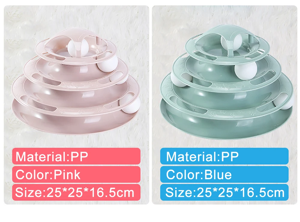 Gato observando las bolas de la torre de juguete